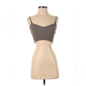 Zara Taupe Ribbed Knit Top